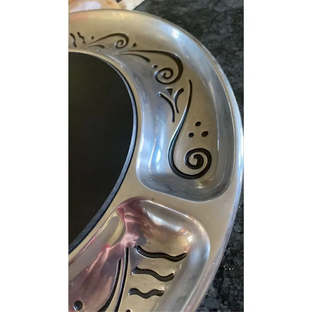 Lenox Spyro Metal Cheese and Cracker Marble Plate